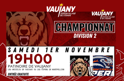 Affiche du match D2 Grizzlys de Vaujany x Vipers de Montpellier