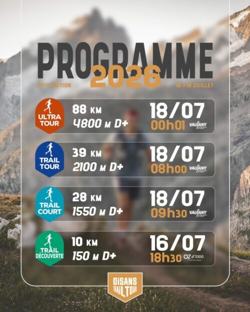 Visuel Oisans Trail Tour 2026, le programme