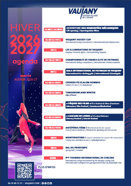 Agenda des événements 2026-2027 à Vaujany