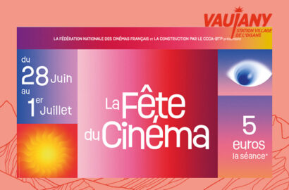Affiche fête du cinéma été 2026 à Vaujany, Oisans, Isère