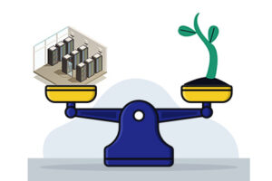 Serveurs vs jeune pousse en croissance à l'équilibre sur une balance traditionnelle : un équilibre à trouver